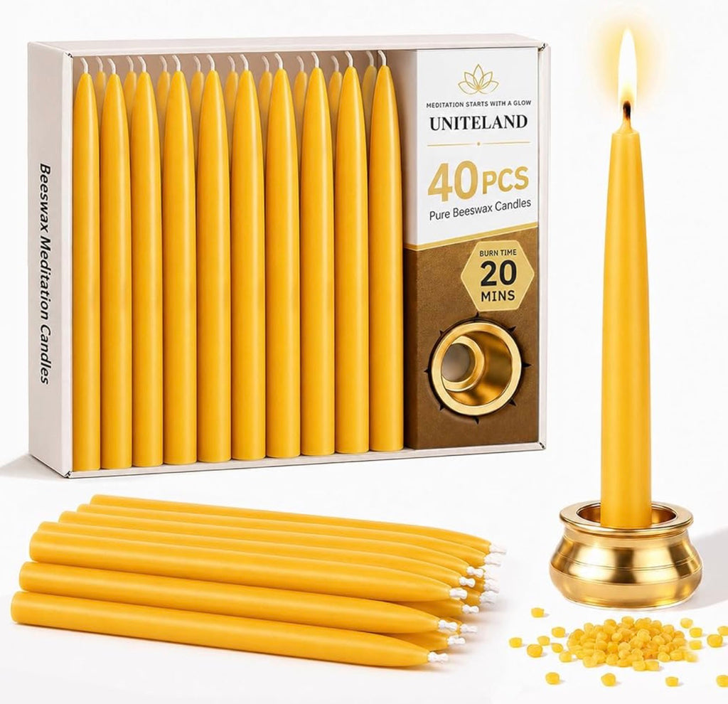 Velas de meditación de cera de abeja