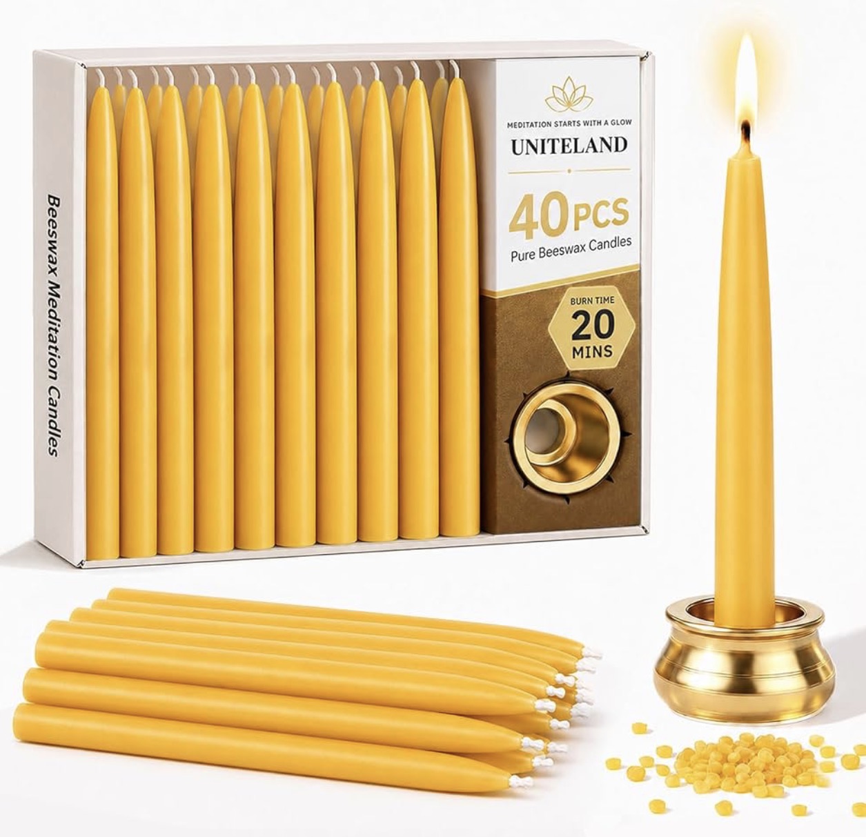 Velas de meditación de cera de abeja